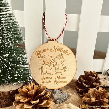 Pallina di Natale Auguri ai Nonni in Legno – Idea Regalo per i Nonni, Festa dei Nonni, Natale-Decorazioni natalizie-Lol T-shirt