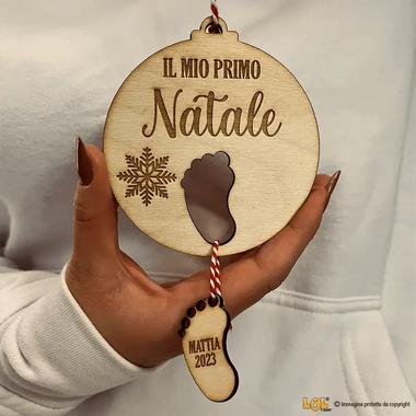 Pallina di Natale il mio primo natale con nome personalizzato-Decorazioni natalizie-Lol T-shirt