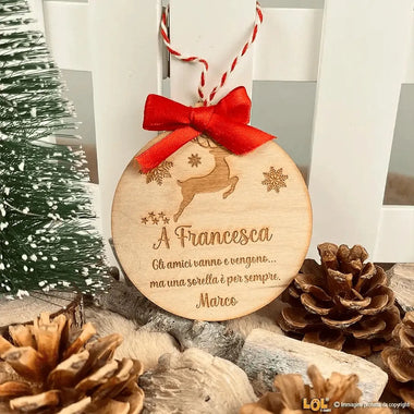 Pallina di Natale in Legno con dedica personalizzabile-Decorazioni natalizie-Lol T-shirt