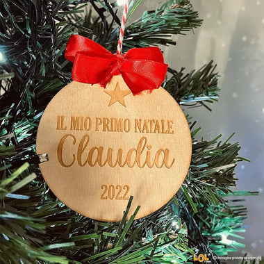 Pallina di Natale personalizzabile con nome e anno "Il mio primo Natale" - Stellina in Plexiglass-Decorazioni natalizie-Lol T-shirt