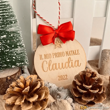 Pallina di Natale personalizzabile con nome e anno "Il mio primo Natale" - Stellina in Plexiglass-Decorazioni natalizie-Lol T-shirt