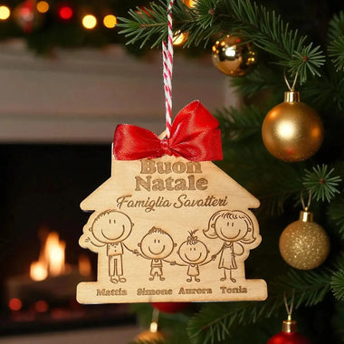 Pallina di Natale Personalizzata con Cognome Buon Natale Famiglia-Decorazioni natalizie-Lol T-shirt