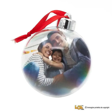 Pallina di Natale Trasparente Personalizzata con Foto-Decorazioni natalizie-Lol T-shirt