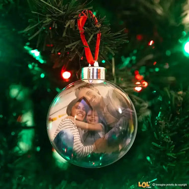 Pallina di Natale Trasparente Personalizzata con Foto-Decorazioni natalizie-Lol T-shirt