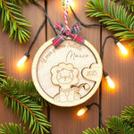 Pallina di Natale in Legno “Il Mio Primo Natale” con Leoncino – Personalizzata con Nome e Anno
