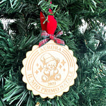 Pallina di Natale in Legno “Il Mio Primo Natale” con Orsetto – Personalizzata con Nome e Anno