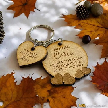 Portachiavi Regalo Nonni con cuori e pendaglio – Idea Regalo per i Nonni, Festa dei Nonni-Portachiavi-Lol T-shirt