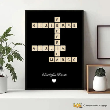 Poster Personalizzato in stile Scarabeo-Cornice-Lol T-shirt