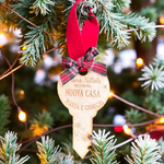 Pallina di Natale in Legno a Forma di Chiave Personalizzata con Nomi – Primo Natale nella Nuova Casa