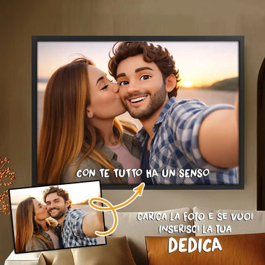 Quadro 3D Stile Cartoon Personalizzato con Foto e Dedica – Idea Regalo Originale
