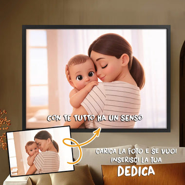 Quadro Mamma Effetto Cartoon 3D Personalizzato con Foto e Dedica