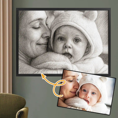 Quadro Mamma Effetto Matita Personalizzato con Foto
