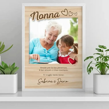 Quadro in Legno Ringraziamento Nonni Personalizzata con Dedica – Idea Regalo per i Nonni, Festa dei Nonni-Cornice-Lol T-shirt