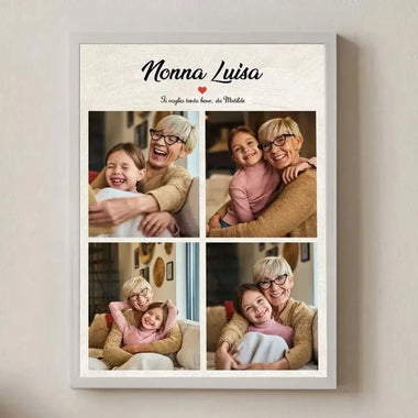 Quadro Personalizzato con Nomi e Foto Nonna ti voglio tanto bene – Idea Regalo per i Nonni, Festa dei Nonni-Quadro-Lol T-shirt