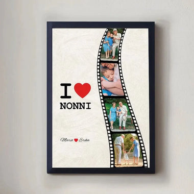Quadro Personalizzato con Nomi e Foto Pellicola I Love Nonni – Idea Regalo per i Nonni, Festa dei Nonni-Quadro-Lol T-shirt