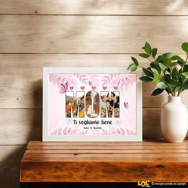 Quadro Personalizzato Mamma con Scritta MOM e 3 Foto - Idea Regalo Unica-Quadro-Lol T-shirt