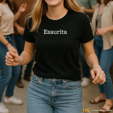 Esaurita Scritta Magliette Divertenti T-Shirt Donna