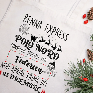 Shopper Personalizzata con Nome Renna Express Natale "Consegna Speciale Per"-Shopper-Lol T-shirt