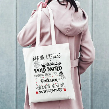Shopper Personalizzata con Nome Renna Express Natale "Consegna Speciale Per"-Shopper-Lol T-shirt