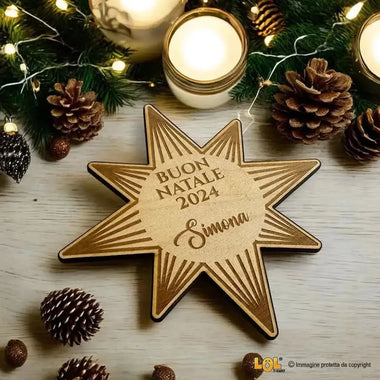 Sottobicchieri Buon Natale a forma di stella con nome e dedica personalizzata-Sottobicchiere-Lol T-shirt