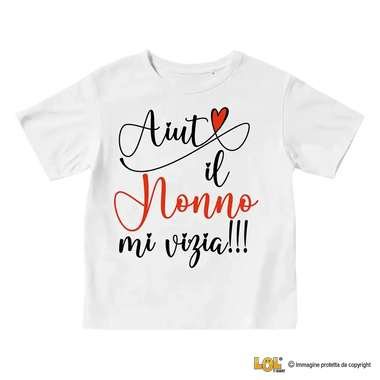 T-Shirt Bambino Regalo Nonni - Aiuto il nonno mi vizia – Idea Regalo per i Nonni, Festa dei Nonni-T-shirt-Lol T-shirt