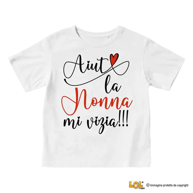 T-Shirt Bambino Regalo Nonni - Aiuto la nonna mi vizia – Idea Regalo per i Nonni, Festa dei Nonni-T-shirt-Lol T-shirt