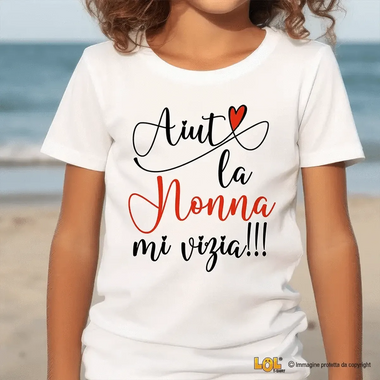 T-Shirt Bambino Regalo Nonni - Aiuto la nonna mi vizia – Idea Regalo per i Nonni, Festa dei Nonni-T-shirt-Lol T-shirt