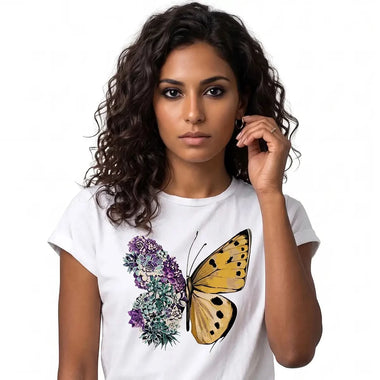 T-shirt Donna con Farfalla Floreale
