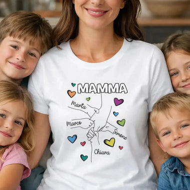 T-shirt Donna Personalizzata Mamma con Mani e Nomi dei Figli-T-shirt-Lol T-shirt