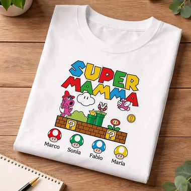 T-shirt Donna Super Mamma Personalizzata con Nomi dei Figli-T-shirt-Lol T-shirt