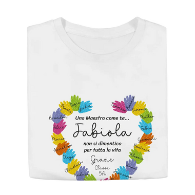 T-shirt Maestra Personalizzata con Nomi degli Alunni - Manine Colorate-T-shirt-Lol T-shirt