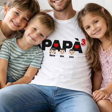 T-shirt Uomo Papà Elevato al Numero dei Figli Personalizzata con Nomi-T-shirt-Lol T-shirt