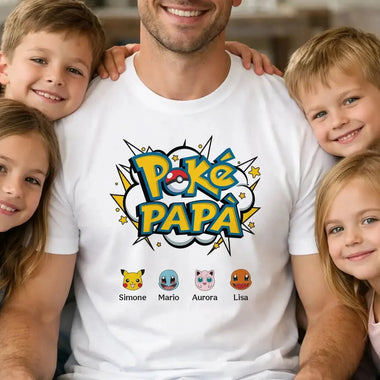 T-Shirt Uomo Poké Papà Personalizzata con Nomi dei Figli-T-shirt-Lol T-shirt