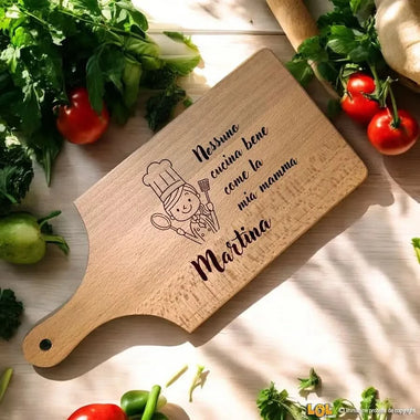 Tagliere Personalizzato con il Nome - Nessuno Cucina Bene Come la Mia Mamma