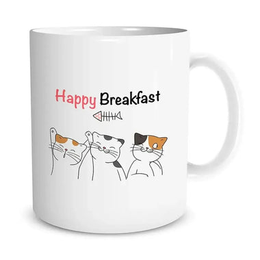 Tazza Happy Breakfast Cats-Tazze Personalizzate-Lol T-shirt