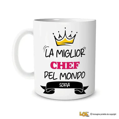 Tazza La Miglior Chef Del Mondo Personalizzata con Nome-Tazze Personalizzate-Lol T-shirt