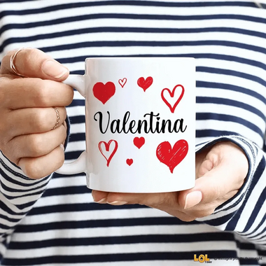 Tazza Personalizzata con il tuo nome e cuori-Tazze Personalizzate-Lol T-shirt