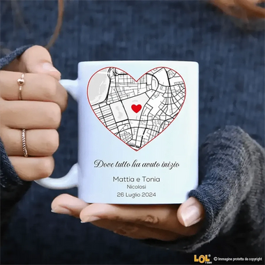 Tazza Personalizzata con Mappa dell'Amore - Idea Regalo Romantica-Tazze Personalizzate-Lol T-shirt