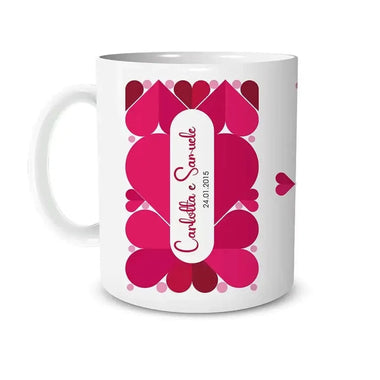 Tazza Personalizzata con Nomi e Data con Cuori-Tazze Personalizzate-Lol T-shirt