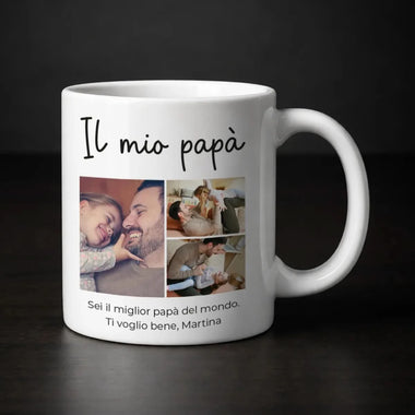 Tazza Papà Personalizzata con 3 Foto e Dedica