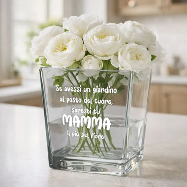 Vaso di Vetro Porta Pianta con frase d'affetto – Idea Regalo Originale per Festa della Mamma, Compleanno, Natale