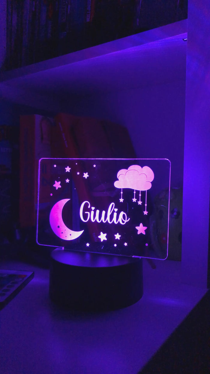 Lampada Led Personalizzata con nome Luna e Nuvoletta