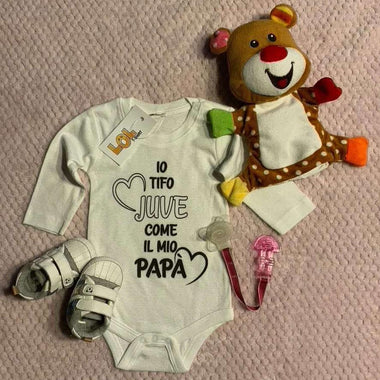 Body per Neonato Io tifo Juventus come il mio papà-Body per bimbi-Lol T-shirt