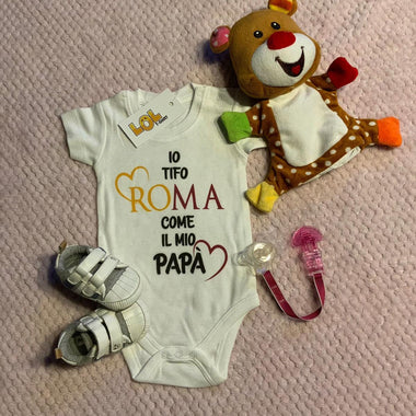 Body per Neonato Io tifo Roma come il mio papà-Body per bimbi-Lol T-shirt