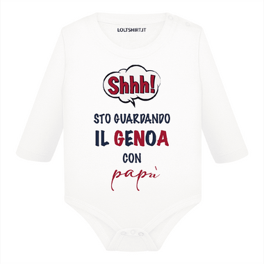 Body per Neonato Shh sto guardando il Genoa con papà-Body per bimbi-Lol T-shirt