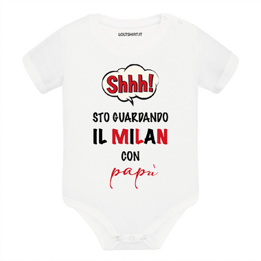 Body per Neonato Shh sto guardando il Milan con papà-Body per bimbi-Lol T-shirt