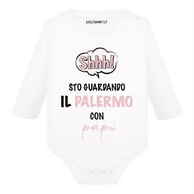 Body per Neonato Shh sto guardando il Palermo con papà-Body per bimbi-Lol T-shirt