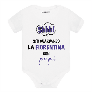 Body per Neonato Shh sto guardando la Fiorentina con papà-Body per bimbi-Lol T-shirt