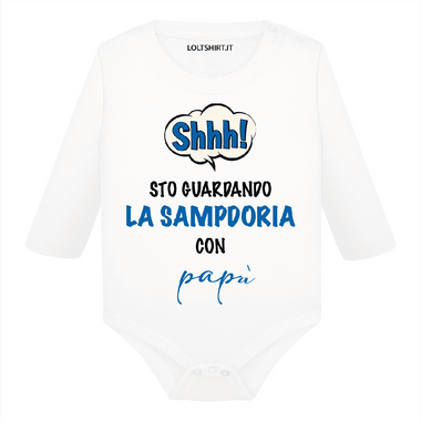 Body per Neonato Shh sto guardando la Sampdoria con papà-Body per bimbi-Lol T-shirt
