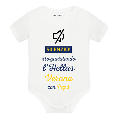 Body per Neonato Silenzio sto guardando Hellas Verona con papà-Body per bimbi-Lol T-shirt